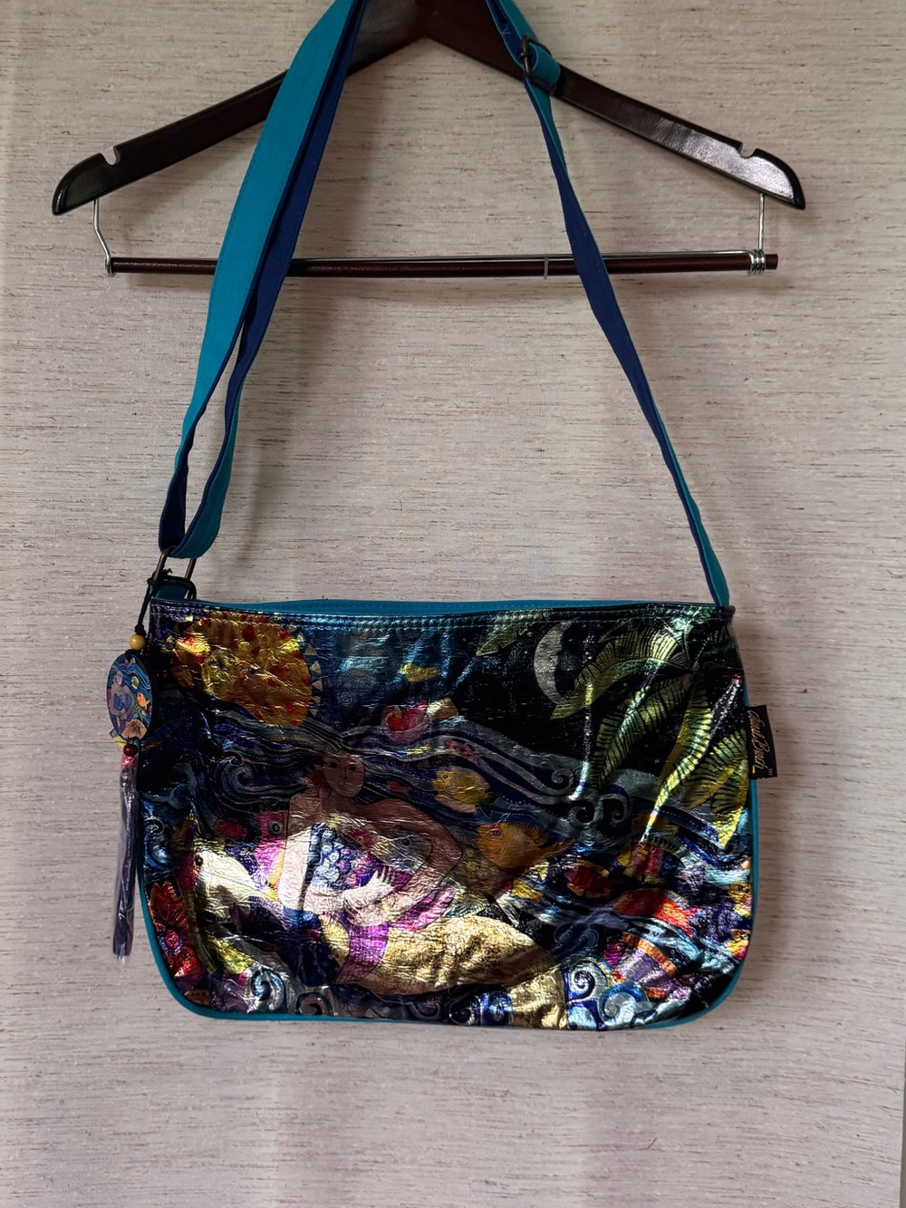 Laurel Burch Mermaid & Tropical Fish Metallic Crossbody Bag